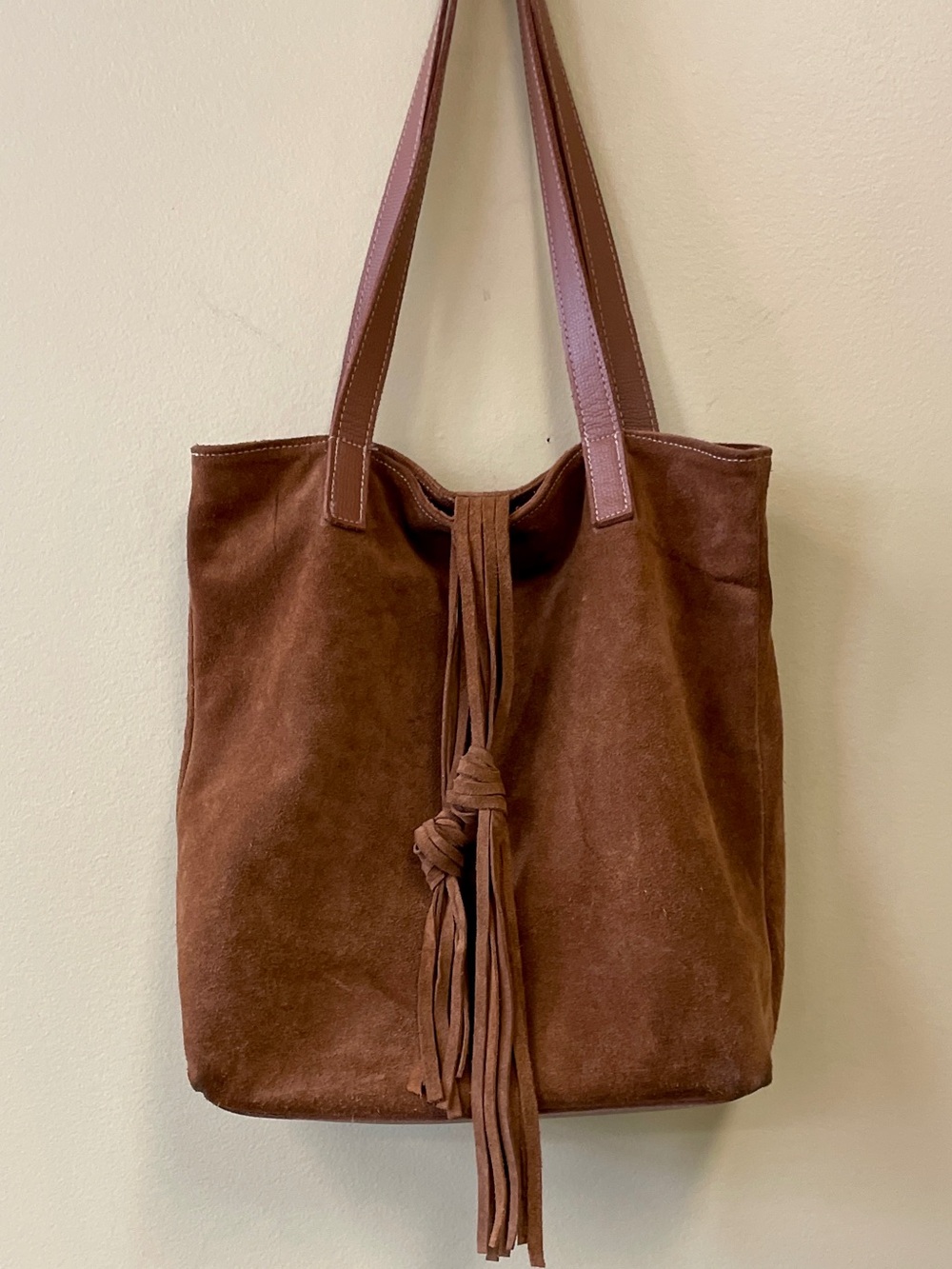 Carla Mancini | Dustin Tote / Shoulder Bag in Golden Tan Suede ♥ GUC